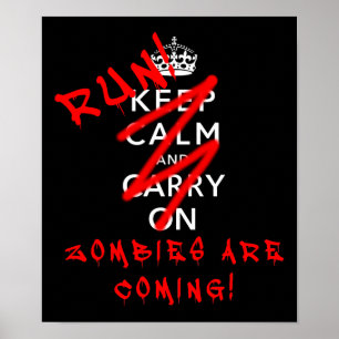 Poster Gardez votre calme et continuez les zombies Affich