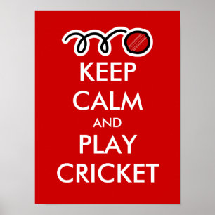 Poster Gardez votre calme et jouez au cricket Parodie d