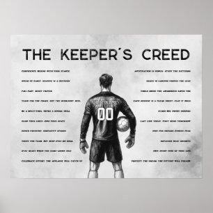 Poster Gardien de but de football Crédence Monogramme Gri