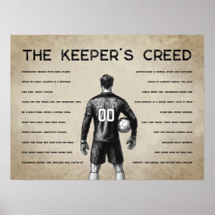 Poster Gardien de but de football Crédence Monogramme Vin