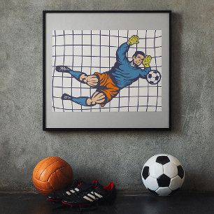 Poster Gardien de but de football en plongée