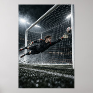 Poster Gardien de but de football en plongée – Stade dram