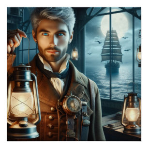 Poster Gardien de phare victorien Vintage Steampunk