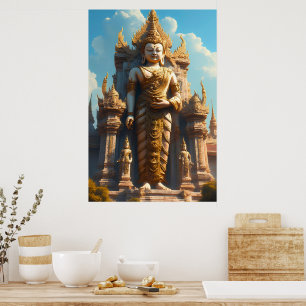 Poster Gardien du temple thaïlandais doré