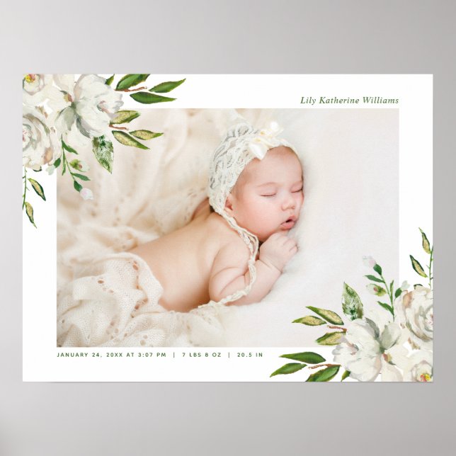 Poster Gardien photo pour bébé en fleurs dorées (Devant)