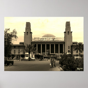 Poster Gare centrale ferroviaire vintage de Bagdad en Ira