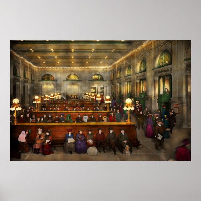 Poster Gare - En attente à Grand Central 1904 (Devant)