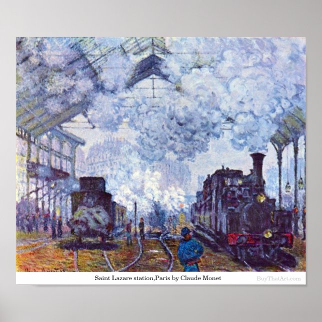 Poster Gare Saint Lazare, Paris par Claude Monet (Devant)