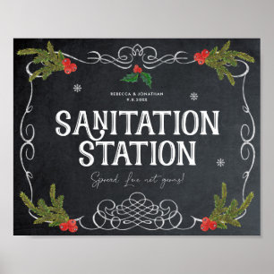 Poster Gare sanitaire Signal de mariage d'hiver de noël