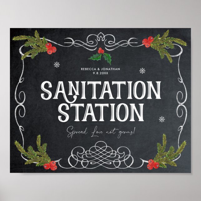 Poster Gare sanitaire Signal de mariage d'hiver de noël (Devant)
