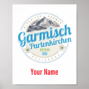 Poster Garmisch Partenkirchen Bavière Alpes Vintages