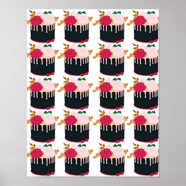 Poster Gâteau au chocolat rose - Drôle cadeau de l'amant  (Devant)
