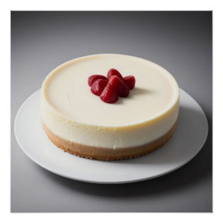 Poster Gâteau au fromage avec fraises en haut