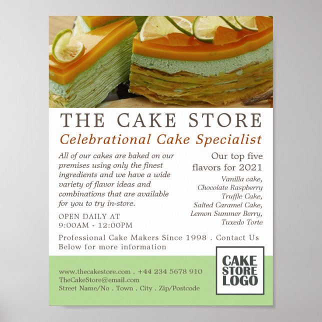 Poster Gâteau Caramel, boulangerie, Boutique De Gâteaux P (Devant)