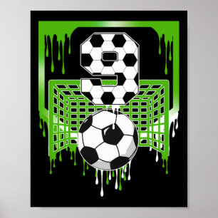 Poster Gâteau d'anniversaire 9 ans de football glace 9 an