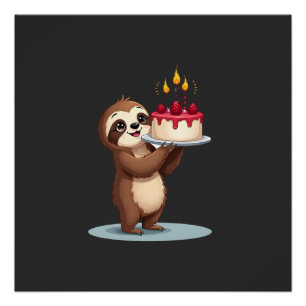 Poster Gâteau d'anniversaire drôle avec costume de paress