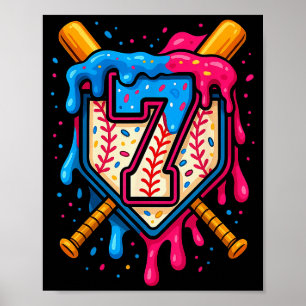 Poster Gâteau d'anniversaire Hugvyn 7 Baseball Glace Drip
