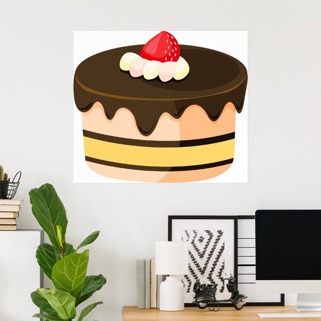 Poster Gâteau Et Fraise (Créateur téléchargé)