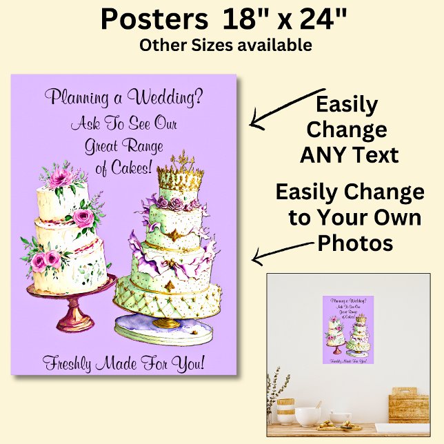 Poster Gâteaux Mariages entièrement modifiables (Créateur téléchargé)
