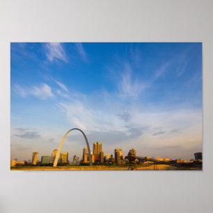 Poster Gateway Arch & Downtown St. Louis le matin