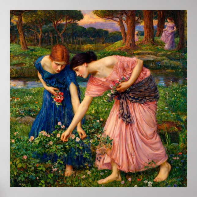 Poster Gather Ye Rosebuds While Ye May by Waterhouse (Devant)