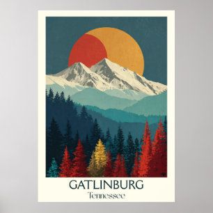 Poster Gatlinburg Tennessee Montagnes d'hiver