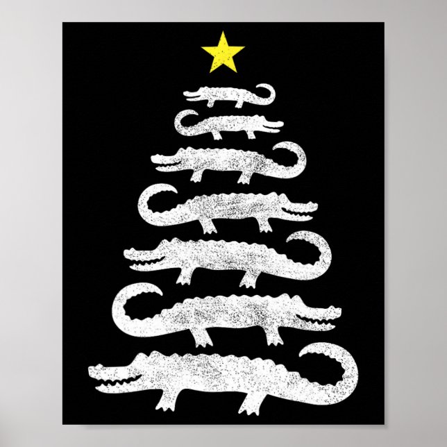 Poster Gator Noël Arbre Wild Alligator Xmas Drôle A (Devant)