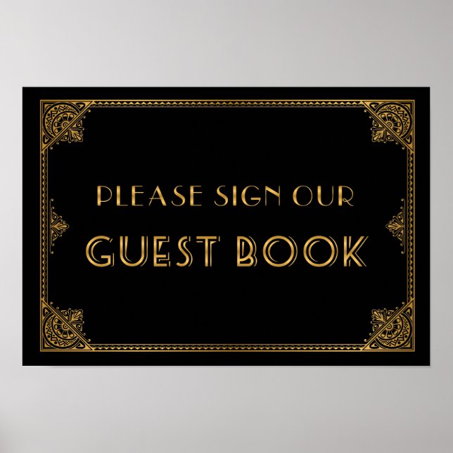 Poster Gatsby signe mariage inspiré Guest Book (Devant)
