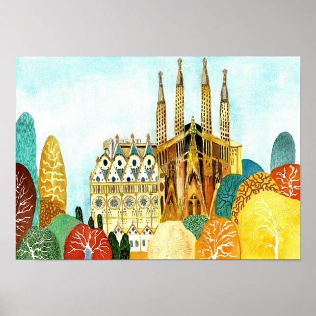 Poster Gaudi à Barcelone. (Devant)