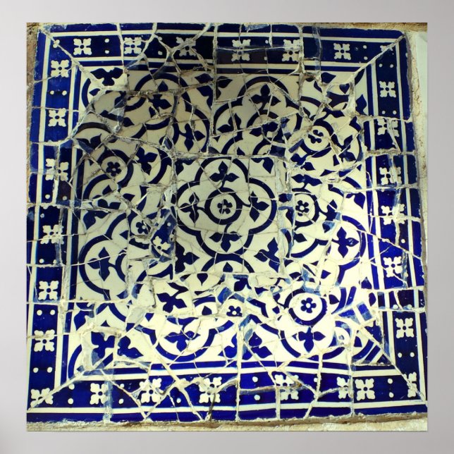 Poster Gaudi's Park Guell Mosaic Tiles Barcelone (Devant)