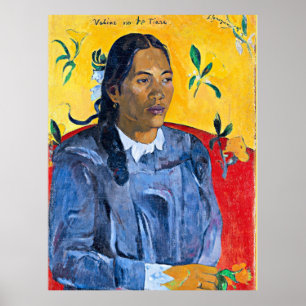 Poster Gauguin - Femme à la Fleur, peinture portrait