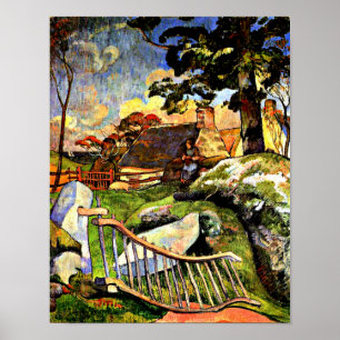Poster Gauguin - La porte en bois, gardien de cochon
