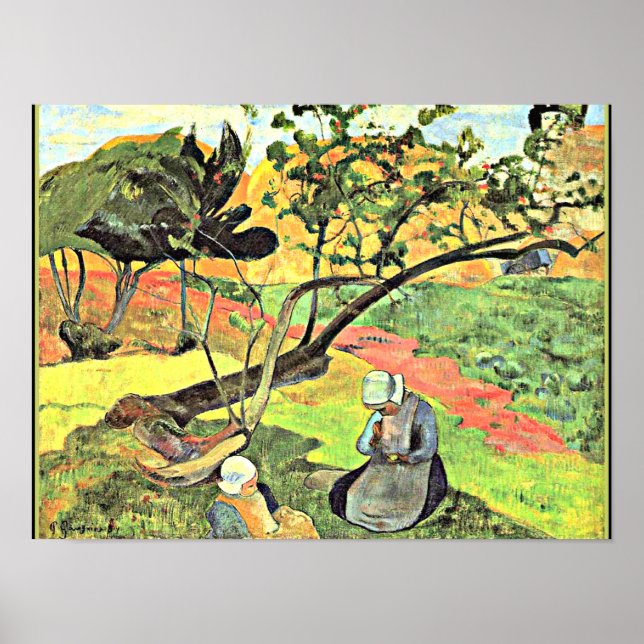 Poster Gauguin - Paysage avec femmes bretonnes (Devant)