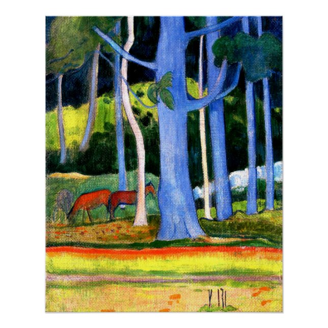 Poster Gauguin - Paysage avec Troncs d'Arbre Bleu (Devant)