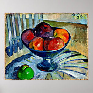 Poster Gauguin - Plat de fruits sur une chaise de jardin