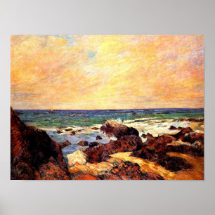 Poster Gauguin - Rochers et mer, célèbre peinture,