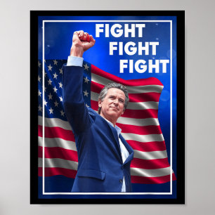Poster Gavin Newsom Combat Combat Combat, Drôle Sarcastiq