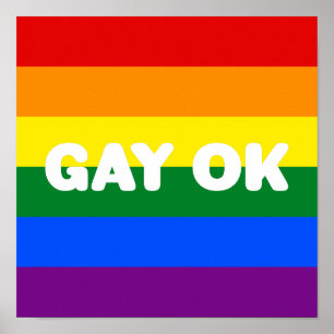 Poster GAY OK Big Text Logo LGBT Gay pride Rainbow Flag
