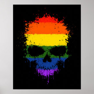 Poster Gay pride Arc-en-ciel goutte crâne