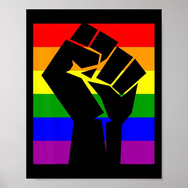 Poster Gay pride Résiste Poing Arc-en-ciel Drapeau Lgbtq  (Devant)