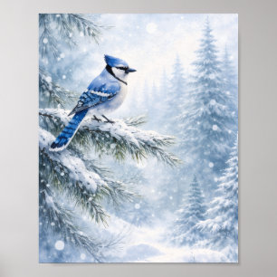 Poster "Geai bleu vibrant dans l'art aquarellisé de la ne