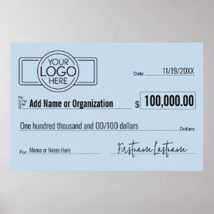 Poster Géant Blank Check pour Sweepstakes, Awards, Charit