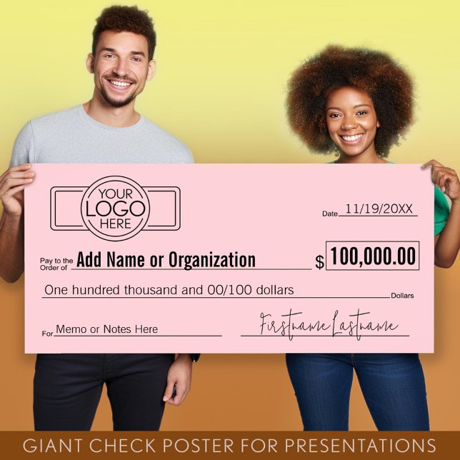 Poster Géant Blank Check pour Sweepstakes, Awards, Charit (Giant Check for Presentations)