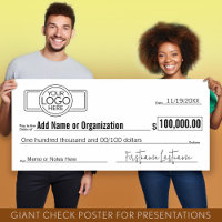 Géant Blank Check pour Sweepstakes, Awards, Charit