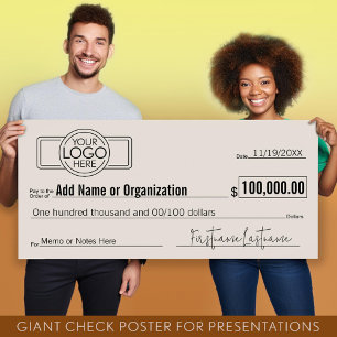 Poster Géant Blank Check pour Sweepstakes, Awards, Charit