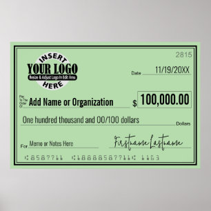 Poster Géant Blank Check pour Sweetstakes & Awards