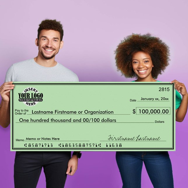Poster Géant Blank Check pour Sweetstakes & Awards (Big Check for Presentations)