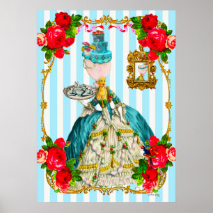Poster géant Marie Antoinette Gâteaux Bleus et Thé