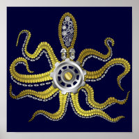 Gears Steampunk Octopus Kraken