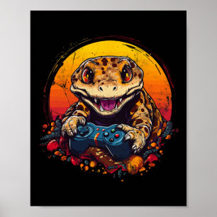 Poster Gecko Jouer Jeu Vidéo Lizard &amp; Reptiles Gam